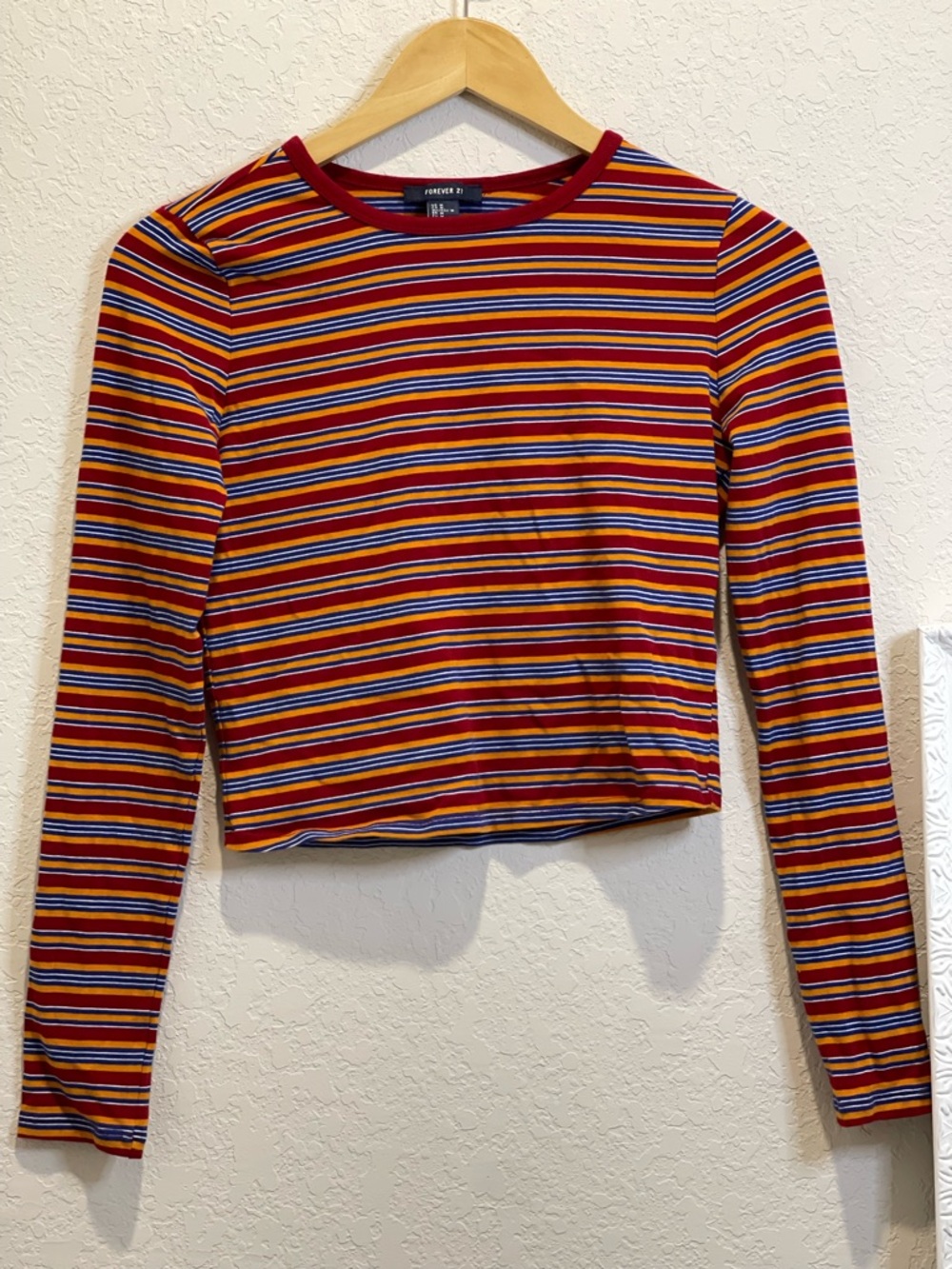 Striped Long-Sleeve Crop Top - Multicolor